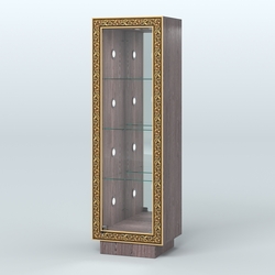 Низкая витрина с декором и диодной подсветкой НБА-3С, Ясень Анкор темный