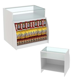 Торговый кассовый прилавок импульсных покупок с большой экономпанелью Импульс №3-2-900, Серый