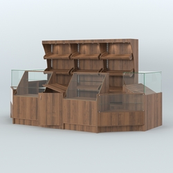 Пристенный павильон с прилавками из ДСП для продажи хлеба и выпечки №4, Орех