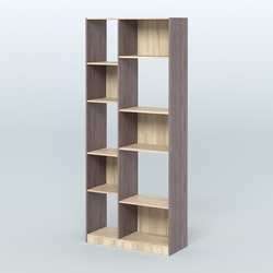 Стеллаж из ДСП серии ЛОФТ №9-1 (зеркальное отражение - Z), Ясень Анкор темный и Дуб Сонома