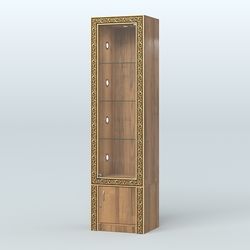 Витрина с декором и накопителем №ВБА-2С, Орех