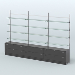 Система ЭЛЕГАНТ пристенная без ДСП №8 с тумбами Т-12 (3600 мм), Черный