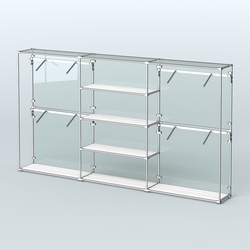 Торговая система ХРОМ (задняя стенка - стекло) 3600 мм с полками ДСП и поручнями №5, Ясень Анкор светлый