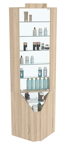 Витрина серии Эталон угловая №3-2 (Внутренний угол, задняя стенка - стекло), Дуб сонома