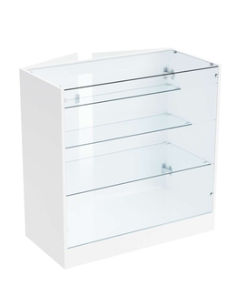 Прилавок из ДСП серии Тандем №4-900 с тремя полками и дверками, Белый