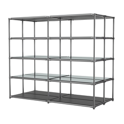 Хромированное вешало ПЛАТФОРМА №4-4 с зеркальными полками 4мм, Черный