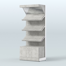 Стеллаж для хлеба и выпечки с тремя наклонными полками, накопителем и фризом Феникс №11ФН, Метрополитан Грей