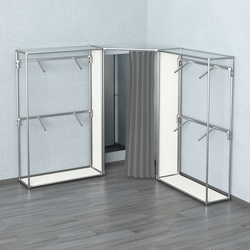 Примерочная с зеркалом из системы ХРОМ с поручнями №2-1, Белый