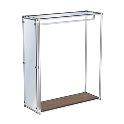 Хромированный стенд-вешало для одежды, торец-зеркало ZTD-10 №1-4 с полкой Зеркало 4 мм, Орех