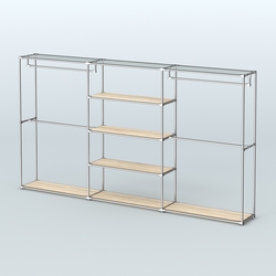 Торговая система ХРОМ без ДСП 3600 мм с полками ДСП и поручнями №2, Дуб Сонома