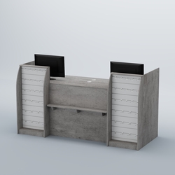 Ресепшен Атлант с фасадными наклонными экономпанелями №4, Бетон Чикаго светло-серый + Белый