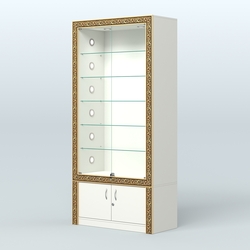 Витрина отдельно-стоящая с декором №ВБА-501С, Белый