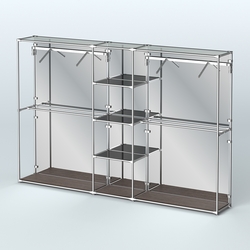 Торговая система ХРОМ (задняя стенка - зеркало) 3030 мм с тонированными полками и поручнями №12, Дуб Венге