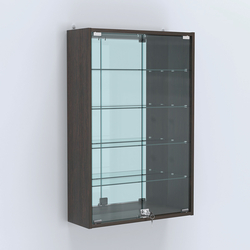 Витрина настенная №202-2А высокая с зеркалом, Дуб Венге