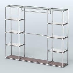 Торговая система ХРОМ без ДСП 2430 мм с зеркальными полками и поручнями №3, Ясень Анкор темный