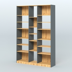 Стеллаж из ДСП серии ЛОФТ №14-2 с полками ДСП, Темно-Серый  + Дуб Золотистый