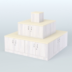 Островок-пирамида с накопителями для торговых центров №2, Ясень Анкор светлый и Крем Вайс