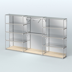 Торговая система ХРОМ (задняя стенка - зеркало) 3600 мм с зеркальными полками и поручнями №9, Дуб Сонома