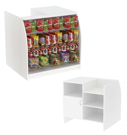 Торговый кассовый прилавок с фасадной экономпанелью для импульсных покупок Импульс №1-4-900, Белый