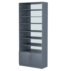 Стеллаж из ДСП с 6-ю полками 350x900 мм серии LEVEL-6 №13-2 (З/C - ЗЕРКАЛО), Темно-Серый
