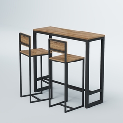 Комплект барный стол "Кофе-брейк" №8 и стулья, Дуб Канзас коричневый