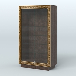 Низкая витрина с декором и прозрачными дверками НБА-505, Дуб Венге