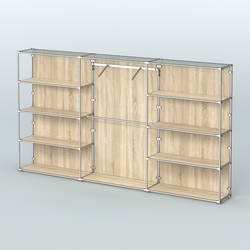 Торговая система ХРОМ (задняя стенка - ДСП) 3600 мм с полками ДСП и поручнями №9, Дуб Сонома