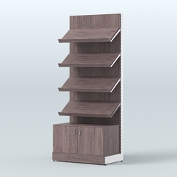 Стеллаж для хлеба и выпечки с четырьмя наклонными полками и накопителем Феникс №13Н, Ясень Анкор темный