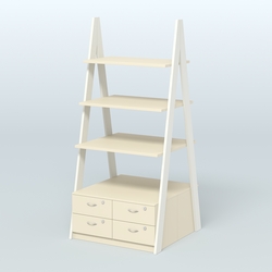 Торговая двусторонняя стойка ЛОФТ №4-950 с узкими выдвижными ящиками, Белый + Крем Вайс