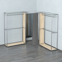 Примерочная (вход- дуга) с зеркалом из системы ХРОМ с поручнями №1-2, Дуб сонома