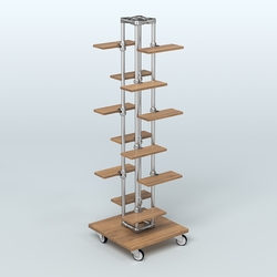 Торговый стенд для обуви с полками ДСП ЛЕСЕНКА №1-1, Орех