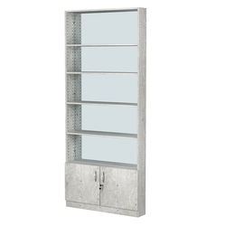 Стеллаж из ДСП с 4-мя полками 150x900 мм серии LEVEL-4 №9-2 (З/C - ЗЕРКАЛО), Метрополитан Грей