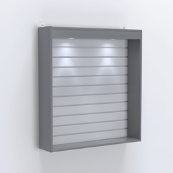 Витрина настенная №204-2В открытая с экономпанелью и верхней подсветкой, Темно-Серый