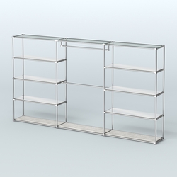 Торговая система ХРОМ без ДСП 3600 мм с зеркальными полками и поручнями №1, Метрополитан Грей