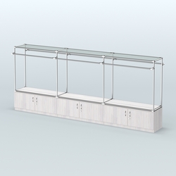 Островная торговая система ХРОМ 3600 мм с тумбами Т21 и поручнями №2, Ясень Анкор светлый