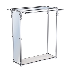 Хромированный высокий стенд-вешало, торец-зеркало ZTD-11 №1-4 с полкой Зеркало 4 мм, Ясень Анкор светлый