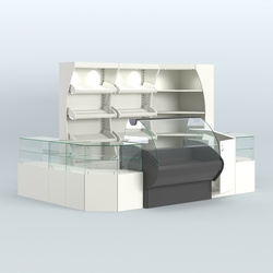 Угловой павильон с широкими прилавками для торговли хлебом и выпечкой №1, Белый