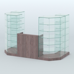 Торговый стеклянный павильон Абсолют №8 (открытый) (3 кв.м), Ясень Анкор темный