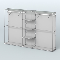 Торговая система ХРОМ (задняя стенка - ДСП) 3030 мм с полками ДСП и поручнями №12, Серый