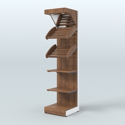 Стеллаж для хлеба и выпечки с полками - корзинами и фризом Феникс №15Ф, Орех