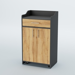 Стойка официанта "Бармен" №5-П передвижная, Темно-Серый  + Дуб Золотистый