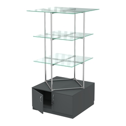 Торговые стенды Экспозиция с полками и тумбами №1 (с двумя стеклянными полками 6мм), Антрацит