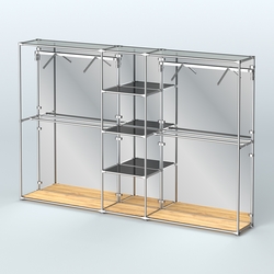 Торговая система ХРОМ (задняя стенка - зеркало) 3030 мм с тонированными полками и поручнями №12, Дуб Золотистый