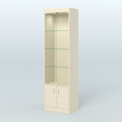 Витрина из ДСП с дверками для аптеки №2-400-1, Крем Вайс