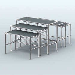 Комплект столов №2-4 с полками ДСП 16мм, Темно-Серый