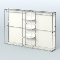 Торговая система ХРОМ (задняя стенка - ДСП) 3600 мм с зеркальными полками и поручнями №4, Белый