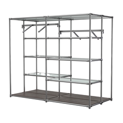 Хромированное вешало ПЛАТФОРМА №3-1 с полками стекло 6мм, Дуб Венге