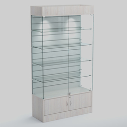 Витрина СЕТЬ №1-П с экономпанелью и полками, Ясень Анкор светлый