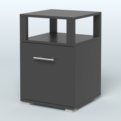 Тумба Динен №2 приставная 1 распашной фасад с надставкой, Черный