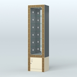 Витрина с декором и стеклянными полками №ВБА-504С, Темно-серый и Крем Вайс U2601-U2236